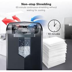 Bonsaii Updated 60-Minute Heavy-Duty Micro-Cut Paper Shredder, 14-Sheet Shredding Capacity for Office and Home Use, Destroys Credit Card/Staples/Clips, 6-Gallon Pullout Wastebasket, Black (C149-D)