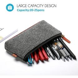 ProCase Pencil Bag Pen Case, Felt Students Stationery Pouch Zipper Bag for Pens, Pencils, Highlighters, Gel Pen, Markers, Eraser and Other School Supplies -2 Pack, Small, Black