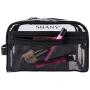 SHANY Clear Toiletry and Makeup Bag with Plastic Mesh Pocket – Medium Nontoxic Travel Organizer with Handle – Black Mesh