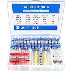 Haisstronica 180PCS Solder Seal Wire Connectors-Waterproof Solder Wire Connectors kit-Heat Shrink Butt Connectors for Marine,Watercraft,Electrical,Electronics,Aircraft,Boat,Truck,Stereo,Joint