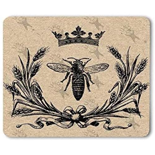 Moslion Bee Mouse Pad Vintage Queen Bees Retro Crown Floral Ear Bow Knot Black Gaming Mouse Mat Non-Slip Rubber Base Thick Mousepad for Laptop Computer PC 9.5x7.9 Inch