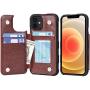 Arae Compatible with iPhone 12 Case and iPhone 12 Pro Case - Wallet Case with PU Leather Card Pockets Back Flip Cover for iPhone 12/12 Pro 6.1 inch (Brown)