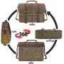Mens Messenger Bag 15.6 Inch Waterproof Vintage Genuine Leather Waxed Canvas Briefcase Large Satchel Shoulder Bag Rugged Leather Computer Laptop Bag, Khaki Mens Messenger Bag 15.6 Inch Waterproof Vintage Genuine Leather Waxed Canvas Briefcase Large Satchel Shoulder Bag Rugged Leather Computer Laptop Bag, Khaki