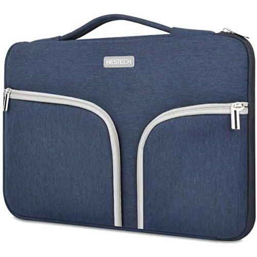 HESTECH Chromebook Case,11.6''-12.5 inch Water Repellent Polyester Protective Laptop Sleeve Bag Handle Front Pockets Acer/HP Stream/Samsung/Microsoft Surface Pro 7/3/4/5/6,Navy Blue
