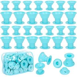 Emoly 40 Pcs Magic Silicone Hair Rollers - Include 20pcs Large Silicone Curlers and 20pcs Small Silicone Curlers，Styling Tool Professional Accessories（Blue）