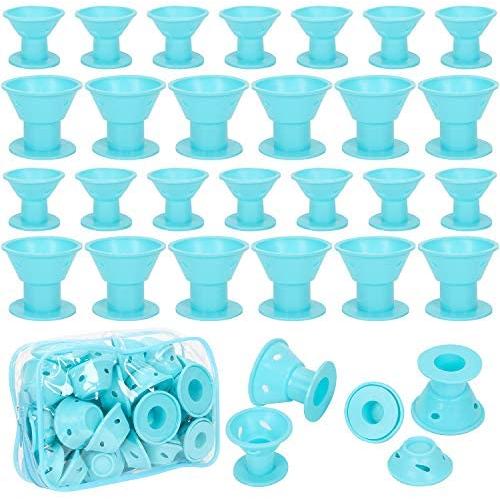 Emoly 40 Pcs Magic Silicone Hair Rollers - Include 20pcs Large Silicone Curlers and 20pcs Small Silicone Curlers，Styling Tool Professional Accessories（Blue）