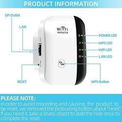 WiFi Range Extender | Up to 300Mbps |Repeater, WiFi Signal Booster, Access Point | Easy Set-Up | 2.4G Network with Integrated Antennas LAN Port & Compact Designed Internet Booster (White) (White)