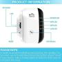 WiFi Range Extender | Up to 300Mbps |Repeater, WiFi Signal Booster, Access Point | Easy Set-Up | 2.4G Network with Integrated Antennas LAN Port & Compact Designed Internet Booster (White) (White)