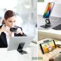 Cell Phone Stand Holder Adjustable Increase Fully Foldable Thick Aluminum Desktop Cellphone Cradle Dock with Anti-Slip Base and Convenient Charging Port for iPhone for Bedside Table, Ofice, Desk-Black