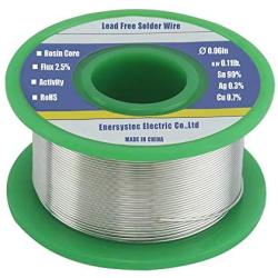 Solder Wire Lead Free Rosin Core Flux 2.5% 0.06in 1.76oz Sn99 Ag0.3 Cu0.7 Flow for High Precision Electronics Soldering DIY Repair