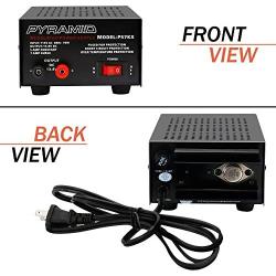 Universal Compact Bench Power Supply - 5 Amp Linear Regulated Home Lab Benchtop AC-to-DC 12V Converter w/ 13.8 Volt DC 115V AC 70 Watt Power Input, Screw Type Terminals, Cooling Fan - Pyramid PS7KX,BLACK
