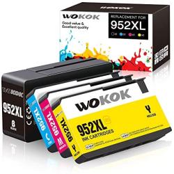 WOKOK Remanufactured Ink Cartridge Replacement for HP 952XL Ink Cartridges Combo Pack, with Updated Chips for HP OfficeJet Pro 8710 8720 8740 8730 8728 8702 7720 8210 8715 8216 8725 Printer (4-Pack)