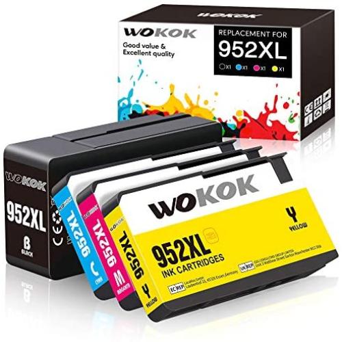 WOKOK Remanufactured Ink Cartridge Replacement for HP 952XL Ink Cartridges Combo Pack, with Updated Chips for HP OfficeJet Pro 8710 8720 8740 8730 8728 8702 7720 8210 8715 8216 8725 Printer (4-Pack)