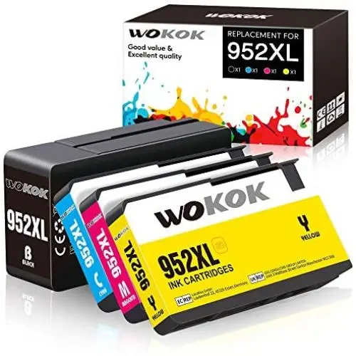 WOKOK Remanufactured Ink Cartridge Replacement for HP 952XL Ink Cartridges Combo Pack, with Updated Chips for HP OfficeJet Pro 8710 8720 8740 8730 8728 8702 7720 8210 8715 8216 8725 Printer (4-Pack)