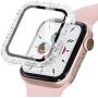Fullife Compatible for Apple Watch Case Screen Protector 38mm, Bling Crystal Full Cover Tempered Glass Protective Case Compatible for Apple Watch Series 6/5/4/3/2/1 38mm 40mm 42mm 44mm, Clear