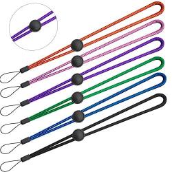 YOUOWO 6 Pack Nylon Wrist Lanyard Adjustable Length for Flashlight Wallet USB Flash Drive Hand Strap for Cell Phone Charms Key ID Card Badge Holder Black Pink Green Blue Purple Orange