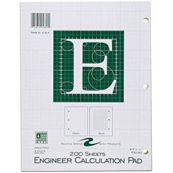 Roaring Spring 5x5 Grid Engineering Pad, 15# Green, 3 Hole Punched, 8.5'' x 11'' 200 Sheets, Green Paper