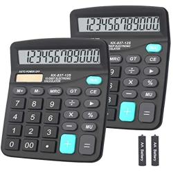 Calculator, BESTWYA Dual Power Handheld Desk Calculator with 12 Digit Large LCD Display Big Sensitive Button （Black, Pack of 2）