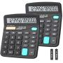Calculator, BESTWYA Dual Power Handheld Desk Calculator with 12 Digit Large LCD Display Big Sensitive Button （Black, Pack of 2）