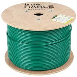 trueCABLE Cat6A Shielded Riser (CMR), 1000ft, Green, 23AWG Solid Bare Copper, 750MHz, ETL Listed, Overall Foil Shield (FTP), Bulk Ethernet Cable