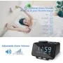 USCCE Digital Alarm Clock Radio - 0-100% Dimmer, Dual Alarm with Weekday/Weekend Mode, 6 Sounds Adjustable Volume, FM Radio w/Sleep Timer, Snooze, 2 USB Charging Ports, Thermometer, Battery Backup