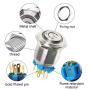 Monrand 22mm Latching Push Button Switch,12V DC ON/Off Self-Locking Latching Push Button Switch Waterproof LED Light Toggle Switches with Wire Socket Plug 7/8'' Mounting Hole,Blue Light