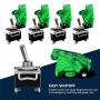 MGI SpeedWare 4 Gang Metal Toggle Switch Panel, Safety Flip Covers (Green)