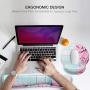 HAOCOO Ergonomic Mouse Pad Wrist Support and Keyboard Wrist Rest Set with Non-Slip Backing Memory Form-Filled, Easy-Typing and Pain Relief for Gaming Office Computer Laptop (Pink Hyacinth)