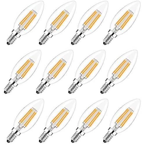 12 Pack Dimmable E12 LED Candelabra Bulb, 40 Watt Equivalent B11 LED Chandelier Light Bulbs, Warm White 2700K, 350 Lumens, Candelabra Base, Home Decorative