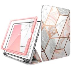 i-Blason Cosmo Case for New iPad 8th/7th Generation, iPad 10.2 2020 2019 Case, Full-Body Trifold with Built-in Screen Protector Protective Smart Cover with Auto Sleep/Wake & Pencil Holder (Marble)