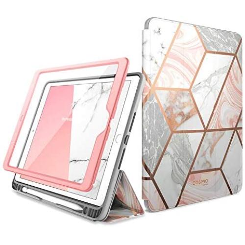 i-Blason Cosmo Case for New iPad 8th/7th Generation, iPad 10.2 2020 2019 Case, Full-Body Trifold with Built-in Screen Protector Protective Smart Cover with Auto Sleep/Wake & Pencil Holder (Marble)