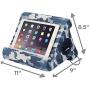 Flippy with New Storage Cubby Multi-Angle Soft Pillow Lap Stand for iPads, Tablets, eReaders, Smartphones, Books, Magazines (Blue Camou)