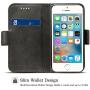 Rssviss iPhone SE Case iPhone 5s/5/SE Wallet Case,Handmade PU Leather Magnet Wallet Flip Case Cover with Built-in Credit Card/ID Card Slots for 5s 5G 5 SE（4.0 inch,Black）