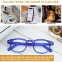 JiSoo Blue Light Glasses, Fashion Blue Light Blocking Glasses Trendy Computer Game Glasses Filter Blue Ray Stylish Eyeglasses Frame with Spring Hinge, Blue