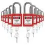 TRADESAFE Loto Locks – 10 Lockout Tagout Locks Keyed Differently – Lock Out Tag Out Padlocks Set– 2 Keys Per Lock – Red – Lockout Tagout Kit Refill – A USA Company