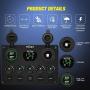 Nilight - 90125E 5 Gang Multi Function Rocker Switch Green Backlit Dual USB Charger + Digital Voltmeter +12V Outlet Pre-Wired Switch Panel with Inline Fuse for RVs Cars Boats Trucks Trailers