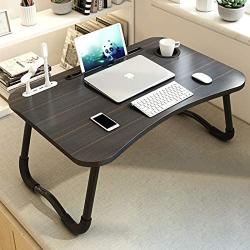 MGsten Laptop Desk, Portable Lap Desk with Beverage Holder, Foldable Computer Desk with USB Ports, Multifunction Ergonomic Standing Lap Table Tray in Couch/Floor/Office/Hospital(Mini Lamp & Fan)