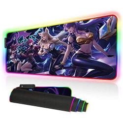 RGB Gaming Mouse Pad Extended Soft Computer Keyboard Mat, Waterproof Keyboard Mouse pad Large Size(31.49'' x 11.81'' x 0.15'') Non-Slip Rubber Base for Gaming, Office Work (80x30 huligirl)