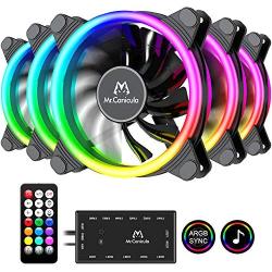 Mr.Canicula ARGB PC Fans 120mm 5 Pack with hub & Remote Control,Cooling case Fans for Gaming pc,1252KK Quiet High Airflow,Adjustable Color LED Black PC Fan,CPU Coolers,Radiators System