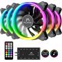 Mr.Canicula ARGB PC Fans 120mm 5 Pack with hub & Remote Control,Cooling case Fans for Gaming pc,1252KK Quiet High Airflow,Adjustable Color LED Black PC Fan,CPU Coolers,Radiators System