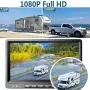 1080P Wireless Backup Camera with 9'' Large DVR Monitor for RV semi Box Truck Trailer Rear and Side View System Quad HD Camera 4 Split Screens Advanced Record IP69 Waterproof Avoid Blind spot A1 (64GB)