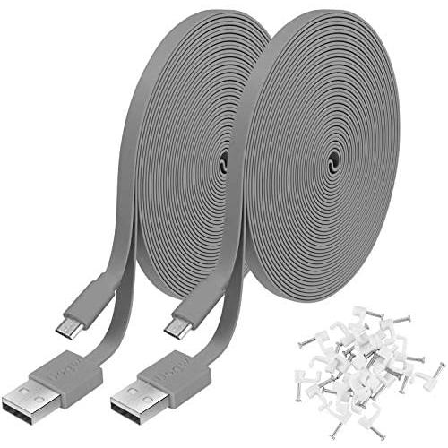 2 Pack 10FT Power Extension Cable for WyzeCam, WyzeCam Pan, KasaCam Indoor, NestCam Indoor, Yi Camera, Blink,Cloud Cam, USB to Micro USB Durable Charging and Data Sync Cord (Gray) 2 Pack 10FT Power Extension Cable for WyzeCam, WyzeCam Pan, KasaCam Indoor, NestCam Indoor, Yi Camera, Blink,Cloud Cam, USB to Micro USB Durable Charging and Data Sync Cord (Gray)