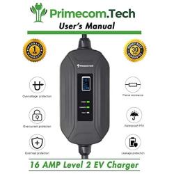 PRIMECOM Level 2 EV Charger 220/240V, 16A, 30ft & 50ft, Portable EVSE Electric Vehicle Charging Cable Compatible with Bolt Volt Leaf BMW i3 Fiat 500e Clarity NIRO Prius (30 Feet, 10-50P)