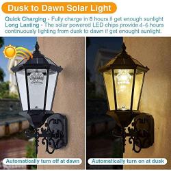 Solar Wall Lantern Outdoor Lamp, Waterproof Dusk to Dawn Soalr Wall Light, LED Wall Mount Light Fixture, 21” Large, Aluminum Housing Plus Glass(Cool + Warm White)