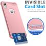 iPhone XR Case with Card Holder and[Screen Protector Tempered Glass x2Pcs] SUPBEC Protective Ultra-Thin-Slim Cover with Silicone TPU Shockproof Rubber Wallet Case for iPhoneXR 6.1''-Rose Gold