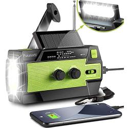 [2021 Newest] Emergency-Hand-Crank-Radio,4000mAh Portable Weather Solar Radios with Motion Sensor Reading Lamp,3 Gear LED Flashlight,SOS Alarm,Cell Phone Charger,AM/FM/NOAA (Green)