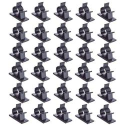 Viaky 30 Pcs Black Clips Self Adhesive Backed Nylon Wire Adjustable Cable Clips Adhesive Cable Management Drop Wire Holder