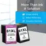 Palmtree Remanufactured Ink Cartridges Replacement for HP 61XL 61 XL to use with Envy 4500 5535 5530 5534 Deskjet 1000 1010 1510 1512 2540 Officejet 4630 Printer (2-Pack,1 Black, 1 Tri-Color )