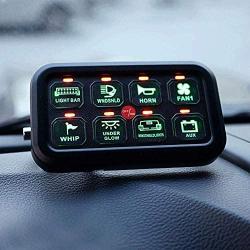IRONWALLS 8 Gang Switch Panel LED On-Off Car Control Switch Panel with Wiring Harness and Label Stickers for Car Marine Boat Trunk Jeep Caravan Ford