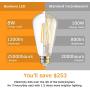 Dimmable Vintage LED Edison Bulbs, 100W Equivalent, 8W, 1200Lumens, High Brightness Soft Warm White 3000K, ST64 Antique LED Filament Bulbs, Standard E26 Medium Base, Clear Glass, High CRI 90+, 6 Packs